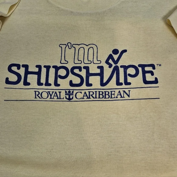 Vintage 80s Royal Caribbean I'm Shipshape Single Stitch Yellow T-Shirt Large C5 - Picture 4 of 10